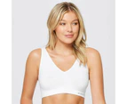 3 Pack Bonds Womens Seamless Wireless Wire Free White Comfy Crop Bra WVLHY Bulk