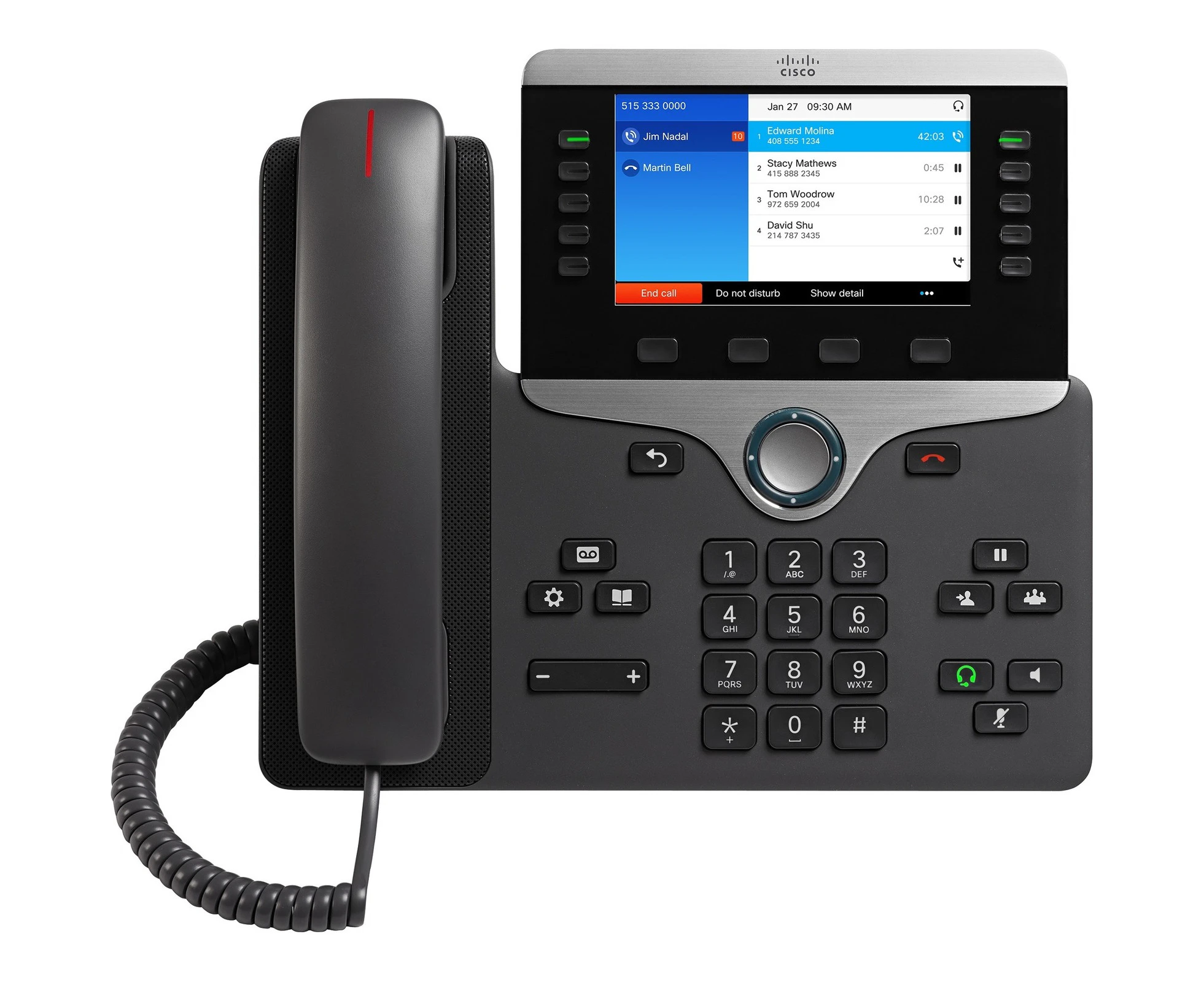 Cisco 8841 IP Phone - Corded - Wall Mountable, Desktop - Charcoal Grey - 5 x Total Line - VoIP - Unified Communications Manager, Unified Manager User