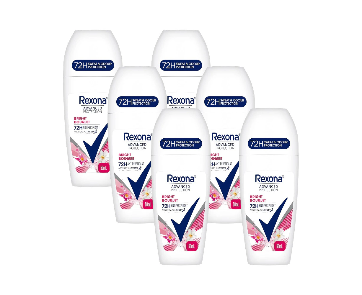 6 x Rexona Advanced Protection Roll On Deodorant Bright Bouquet 50mL