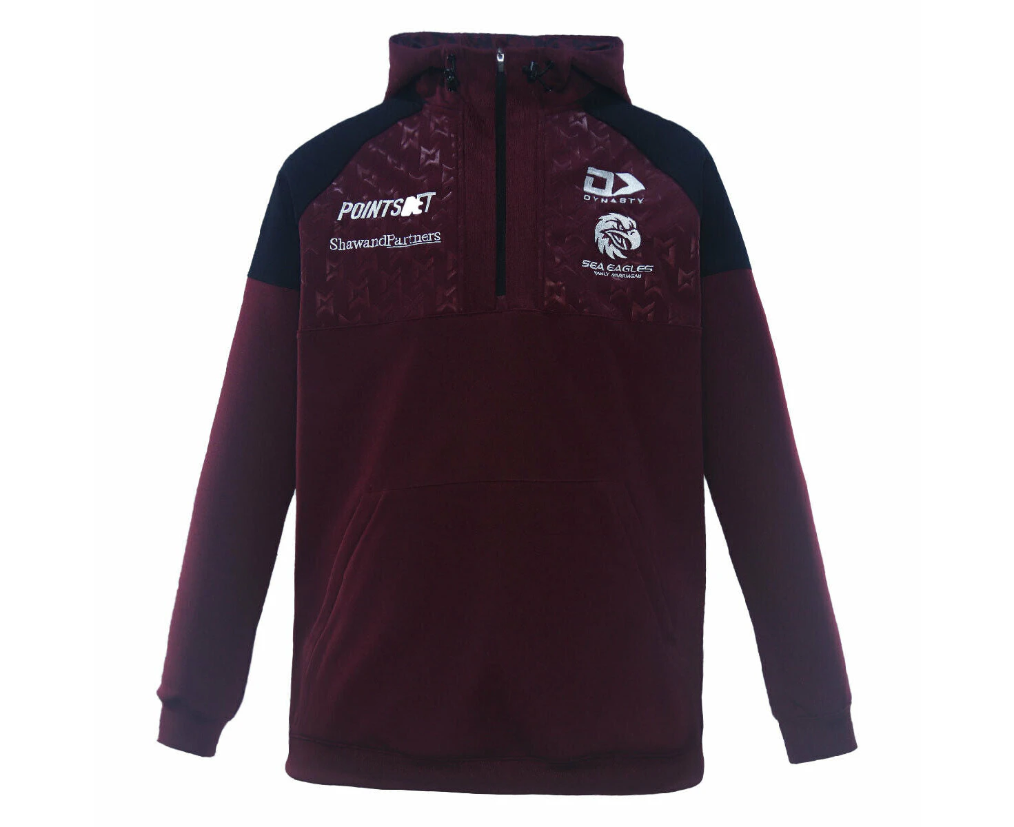 NRL 2024 1/4 Zip Hoodie - Manly Sea Eagles - Maroon - Jumper - Adult - Mens