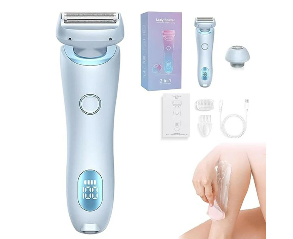 Beakey 2 in 1 Electric Shaver Cordless Wet and Dry Razor for Bikini Face Underarm-Blue