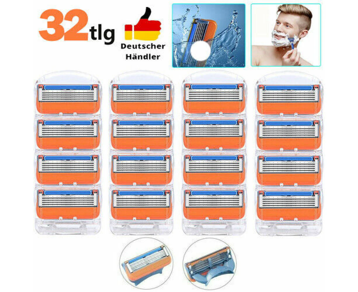 32PC Razor Blades for Gillette Fusion – Stainless Steel Replacement Blades