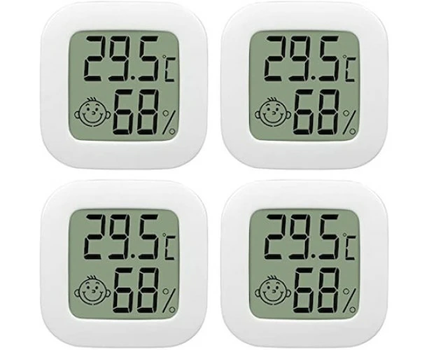 Set of 4 Room Thermometers – LCD, White