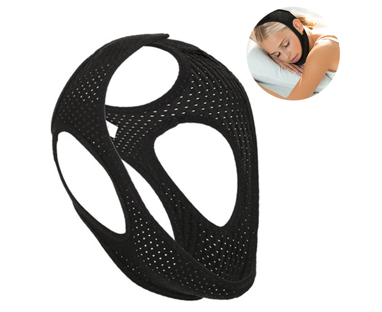 Anti Snore Chin Strap, Adjustable and Breathable Chin Strap for Snoring, Chin Straps to Keep Mouth Closed while Sleeping for Men and Women - Black