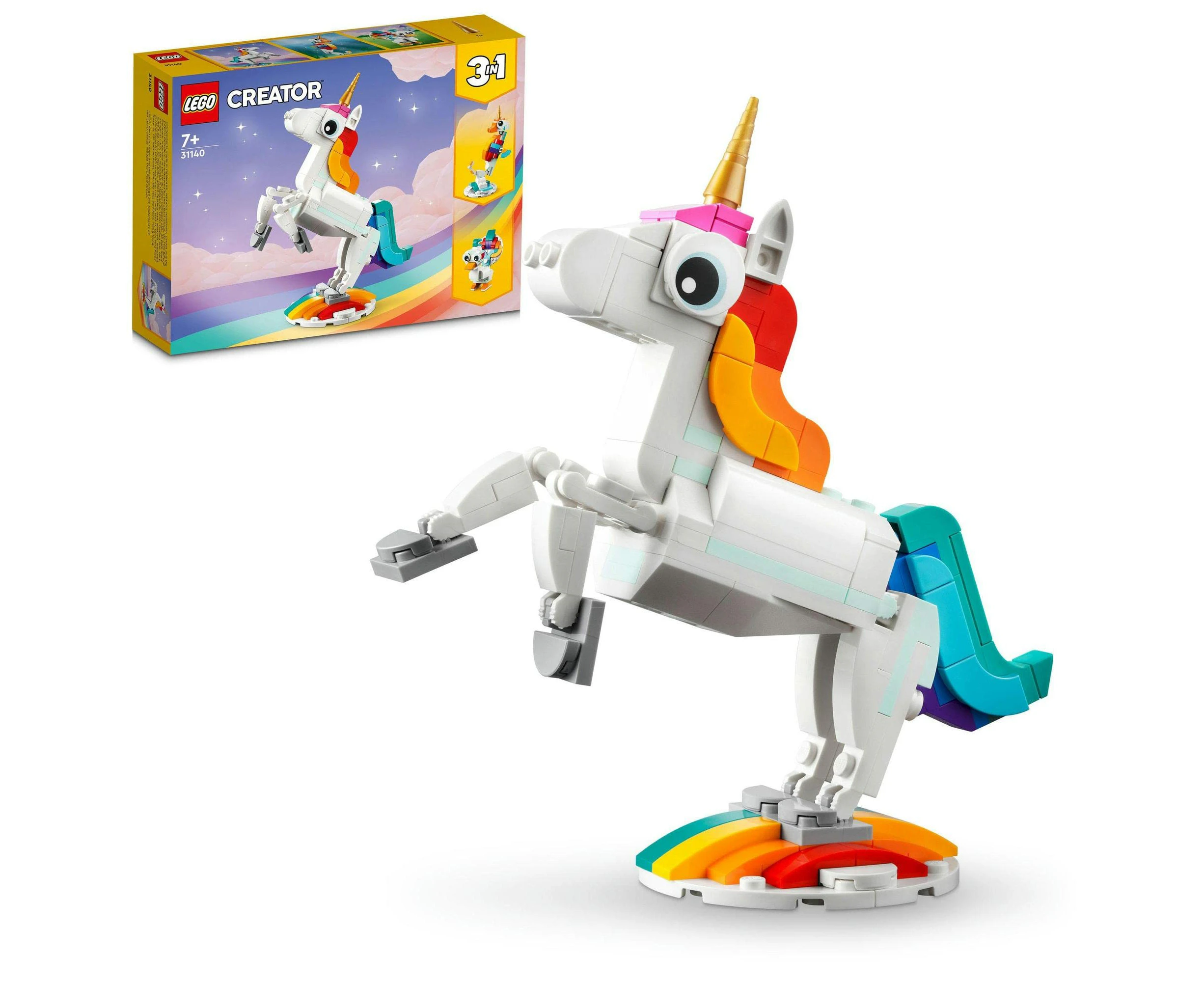 Lego® Creator Magical Unicorn 31140 Building Toy Set; Features Unicorn, Seahorse And Peacock Models; Mythical Creatures For Kids Aged 7+