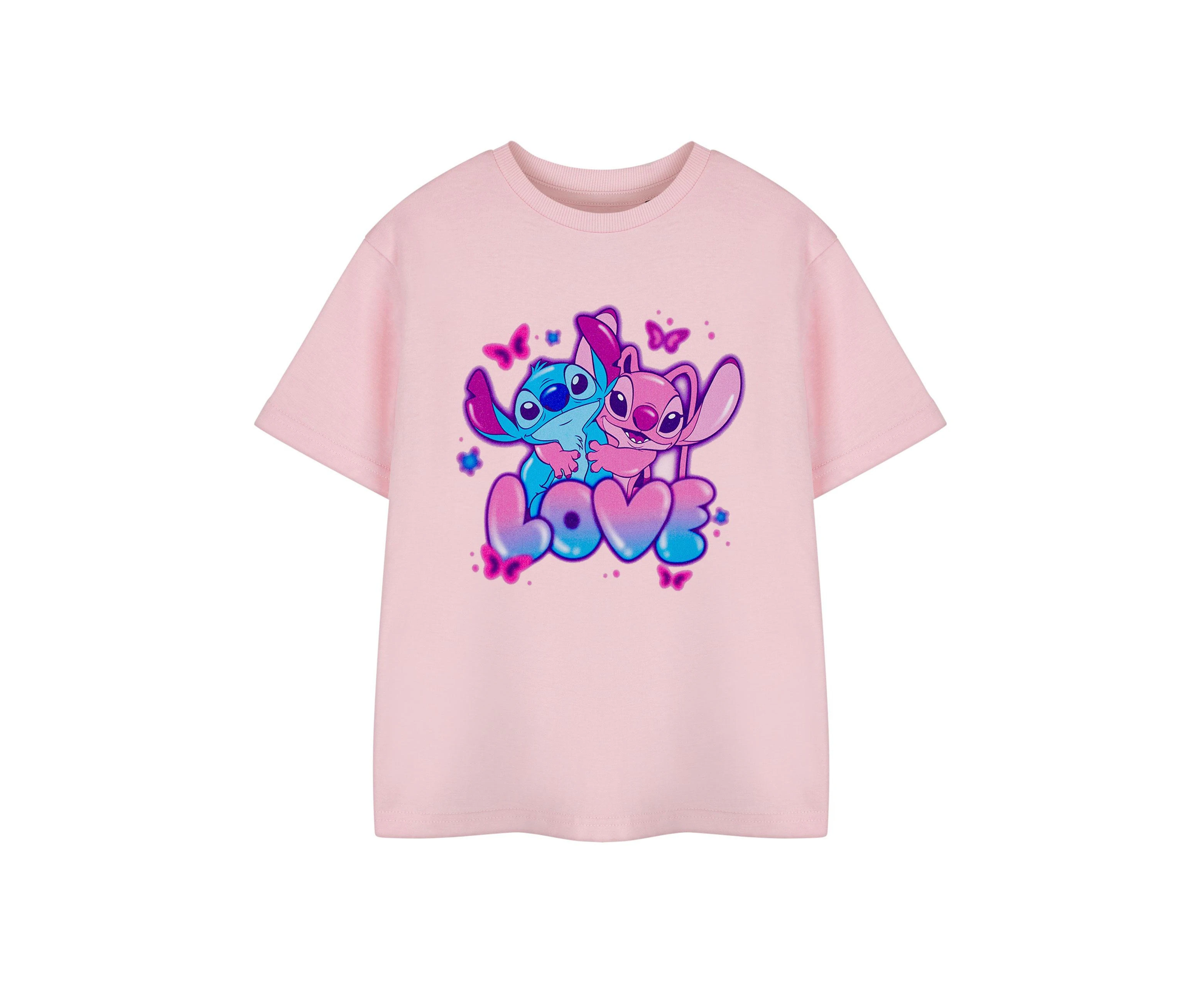 Lilo & Stitch Girls Love Short-Sleeved T-Shirt (Pink) - NS8481