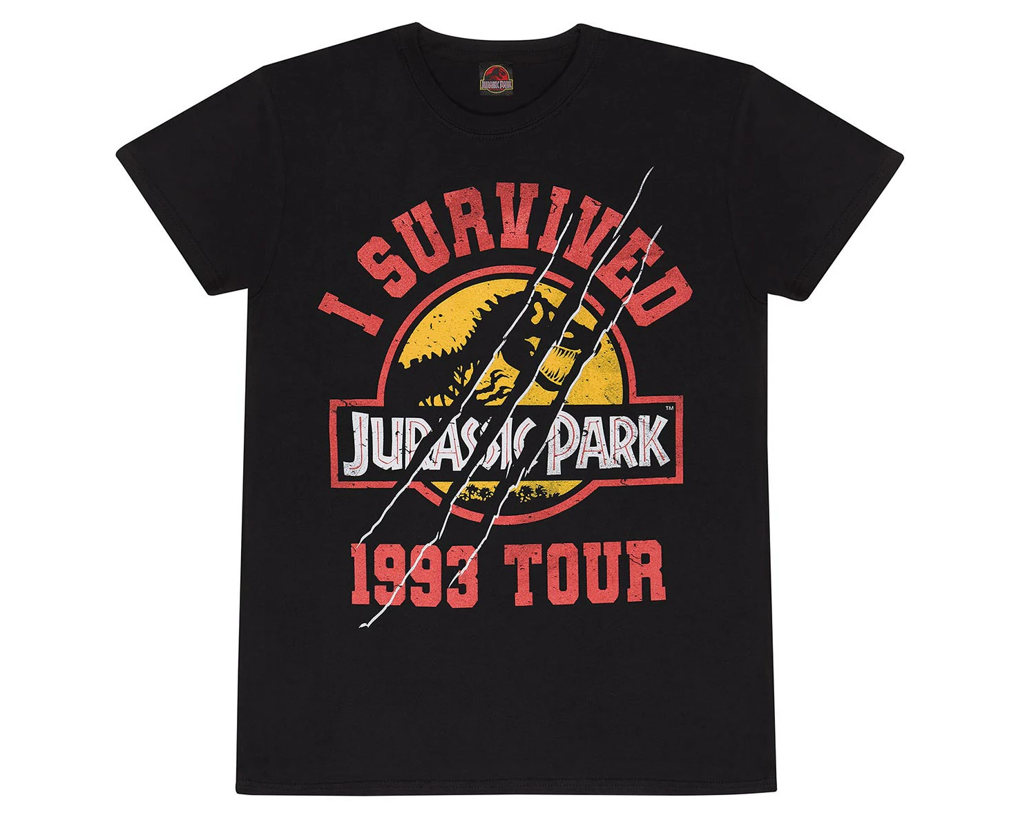 Jurassic Park Unisex Adult I Survived 1993 Tour T-Shirt (Black) - HE2024