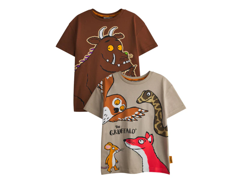 The Gruffalo Boys Characters Short-Sleeved T-Shirt (Pack of 2) (Brown) - NS8458