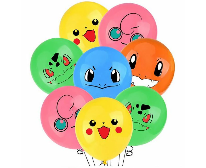 10PC Pokemon Face Balloons Birthday Decorations Party Supplies