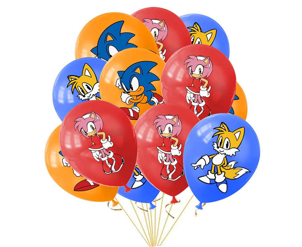 12PC New Sonic the Hedgehog Balloons Birthday Decorations Party Supplies