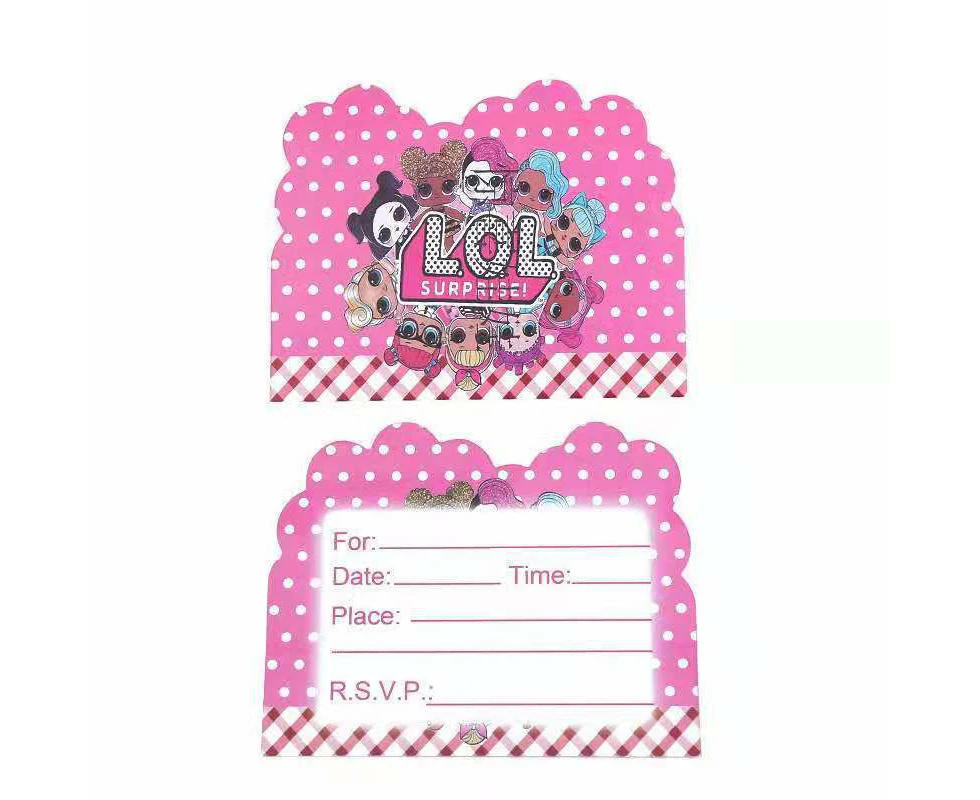 10PC LOL Surprise Invitation Cards Birthday Decorations Party Supplies