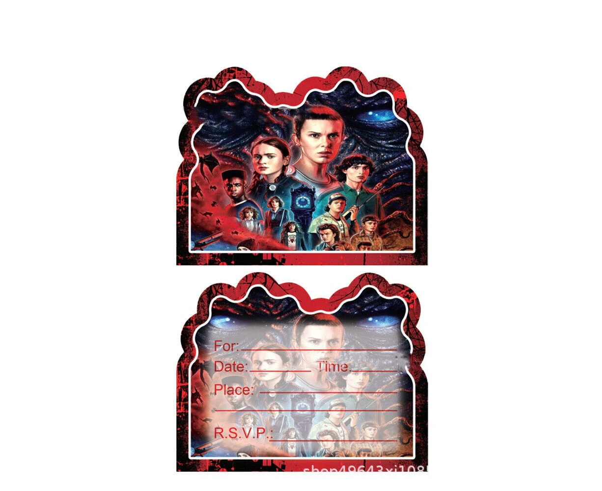 10PC Stranger Things Invitation Cards Birthday Decorations Party Supplies