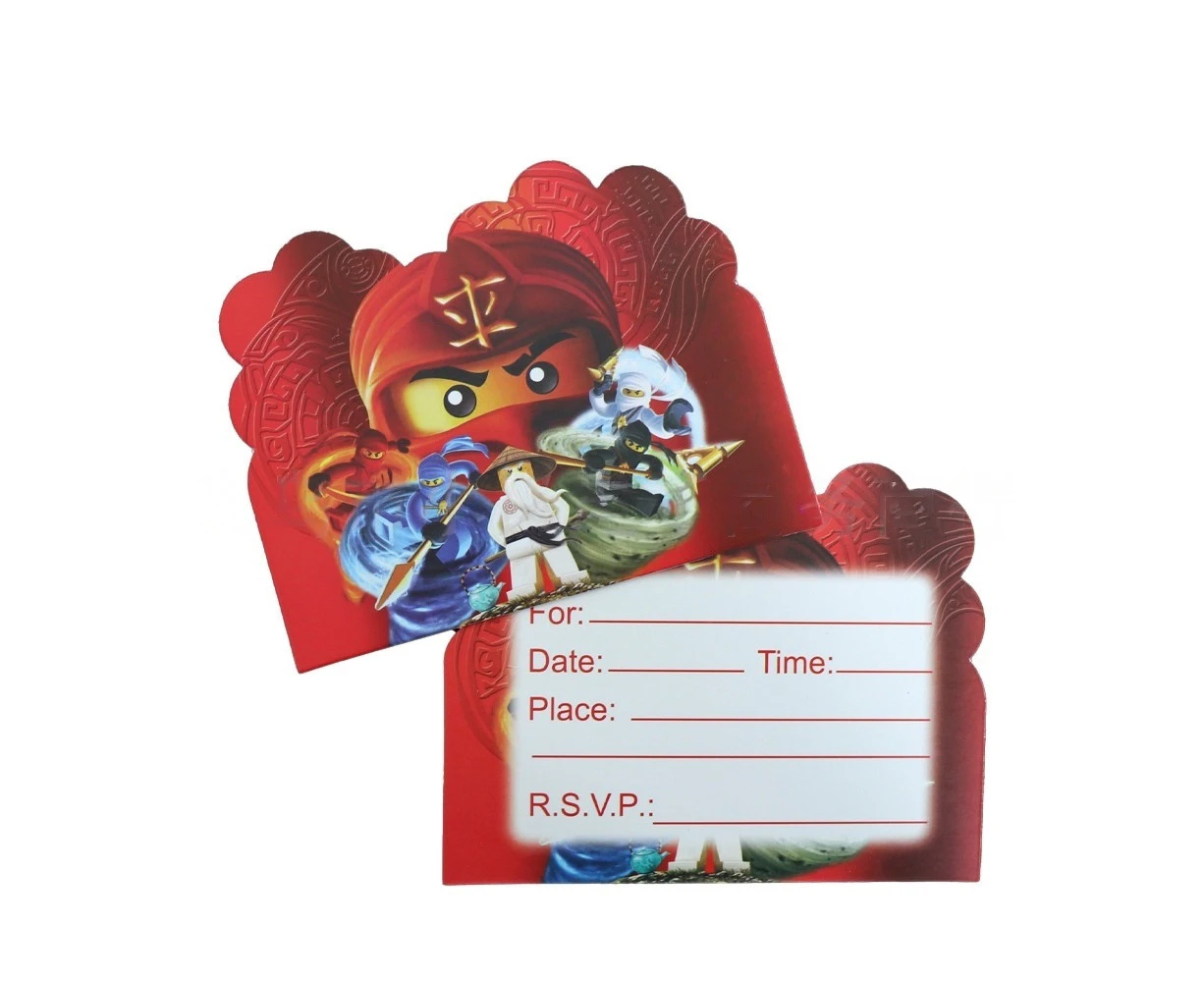 10PC Ninjago Invitation Cards Birthday Decorations Party Supplies