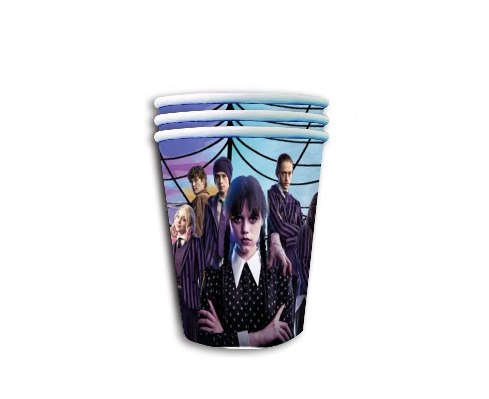 10PC Wednesday Addams Cups Birthday Decorations Party Supplies