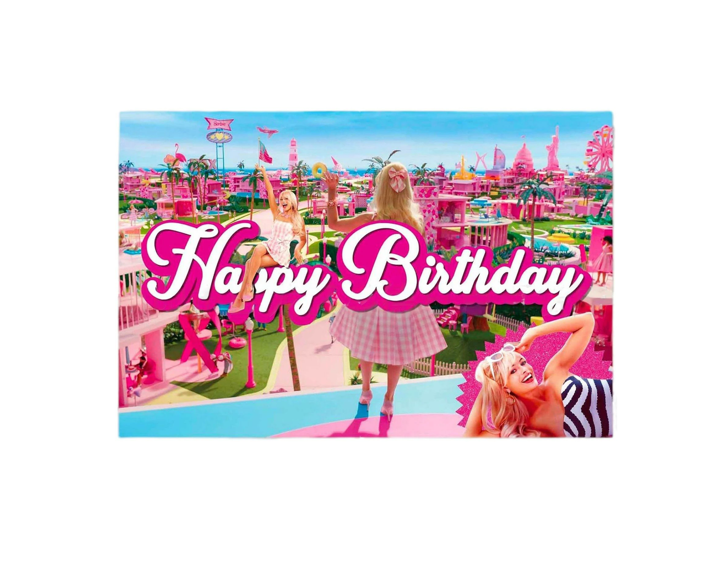 Barbie Margot Robbie Backdrop Party Supplies Background Banner Birthday Decorations 150x100cm