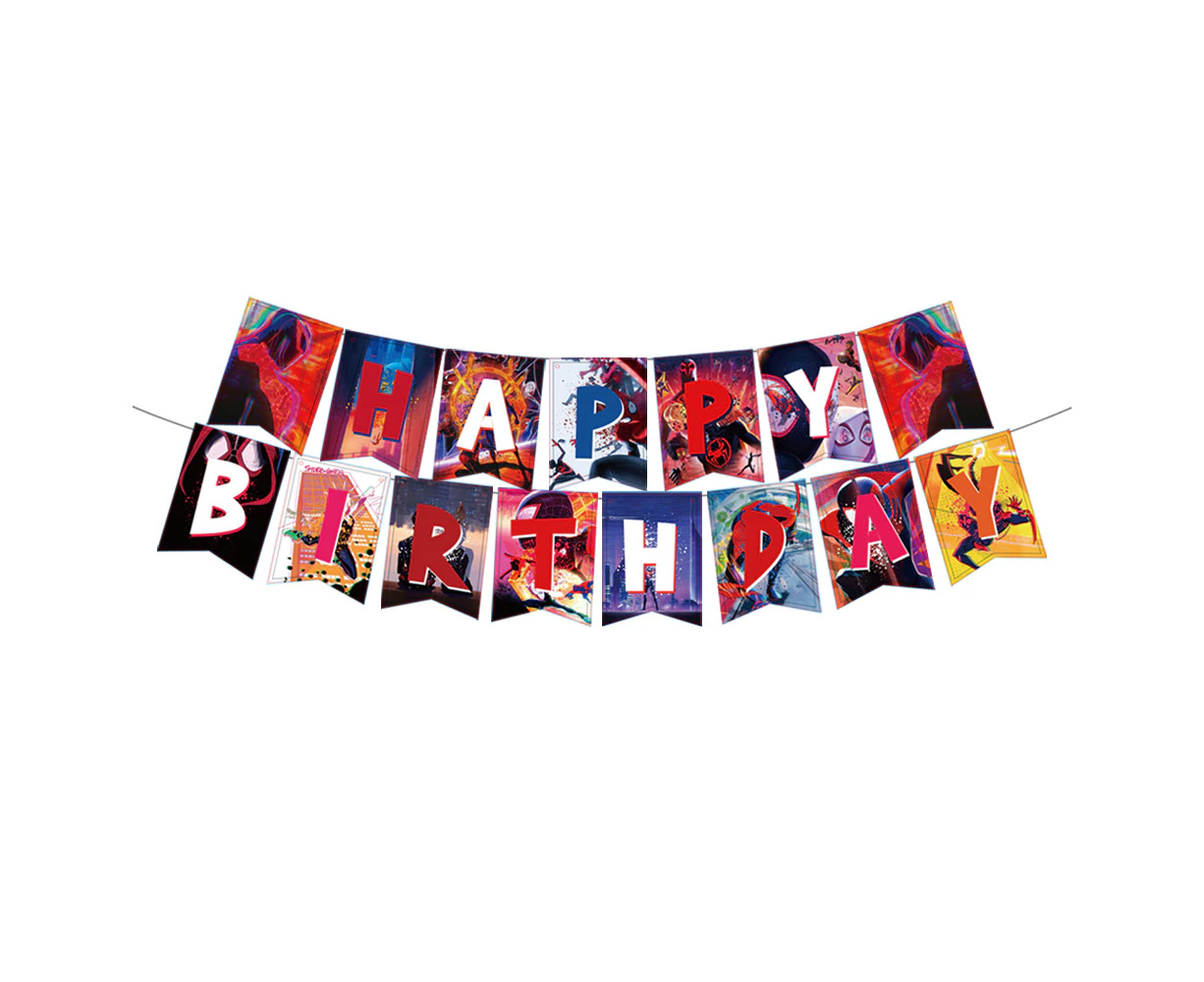 Miles Morales Spiderman Spiderverse Birthday Banner Party Supplies Birthday Decoration