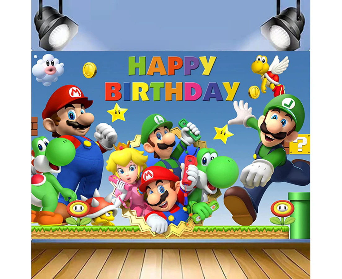 New Super Mario Backdrop Party Supplies Background Banner Birthday Decorations 150x100cm