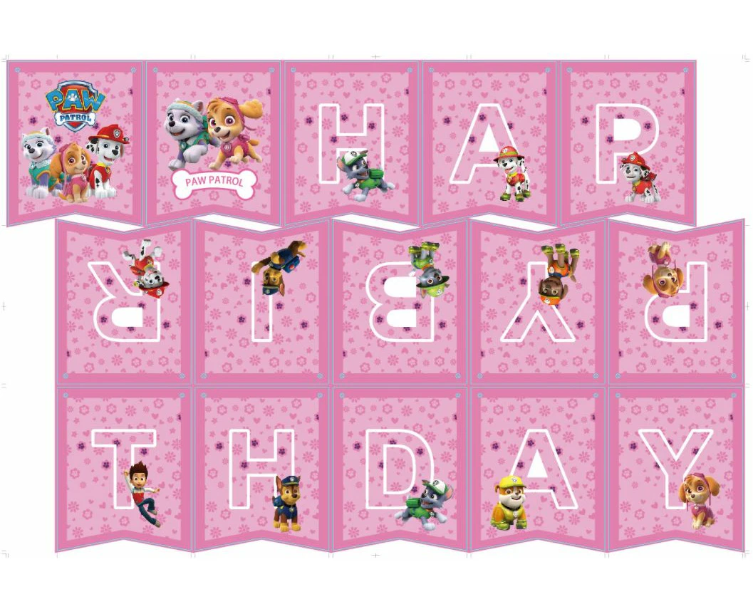 Girls Paw Patrol Birthday Banner Party Supplies Birthday Decoration