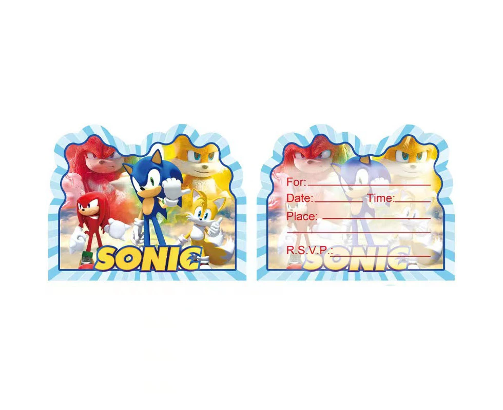 10PC New Sonic the Hedgehog Invitation Cards Birthday Decorations Party Supplies