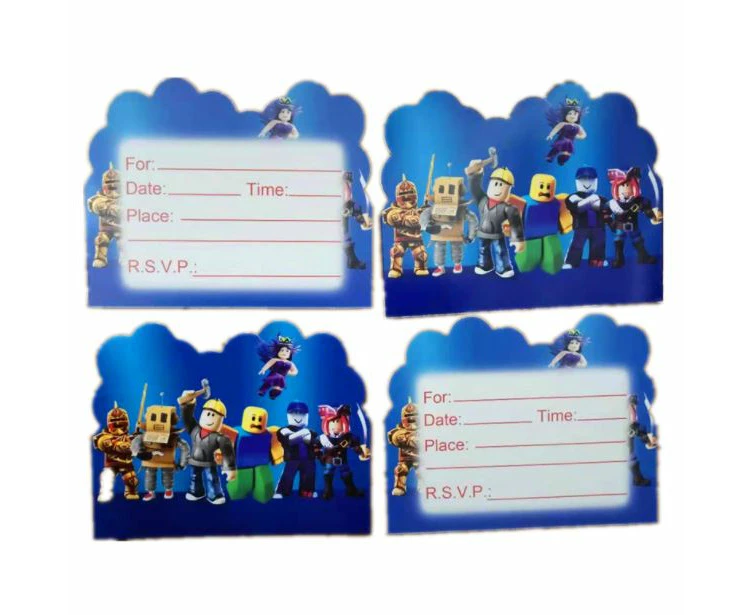 10PC Roblox Invitation Cards Birthday Party Supplies Decorations