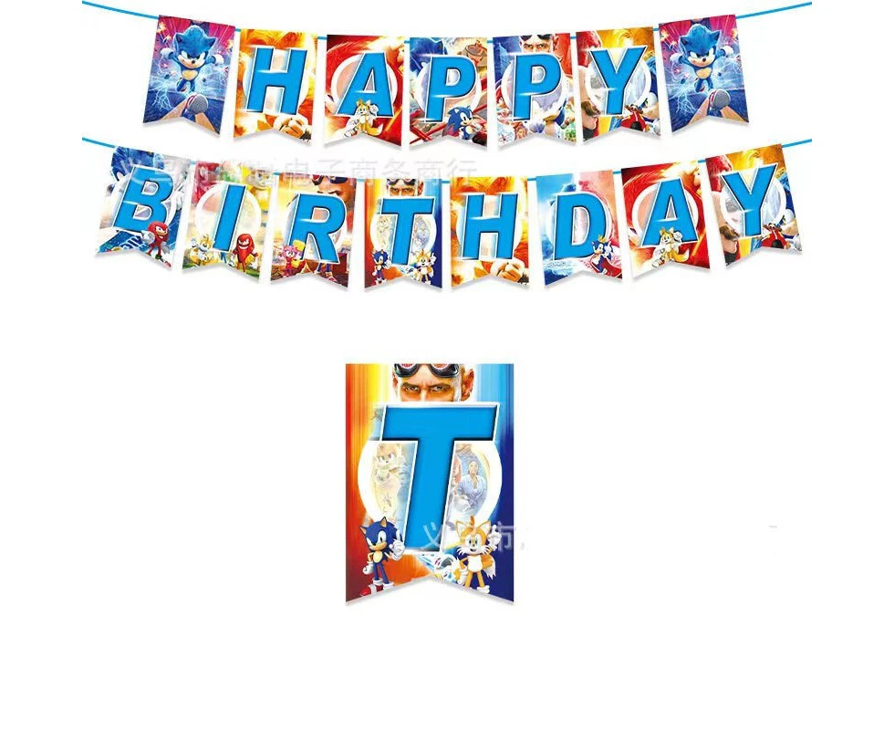 New Sonic the Hedgehog Birthday Banner Party Supplies Birthday Decoration