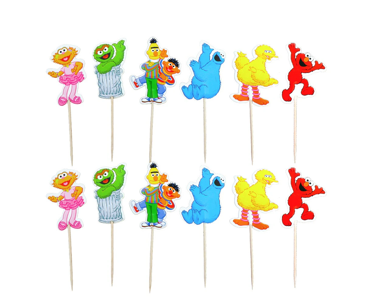 24PC Sesame Street Cupcake Toppers Birthday Decorations Party Supplies