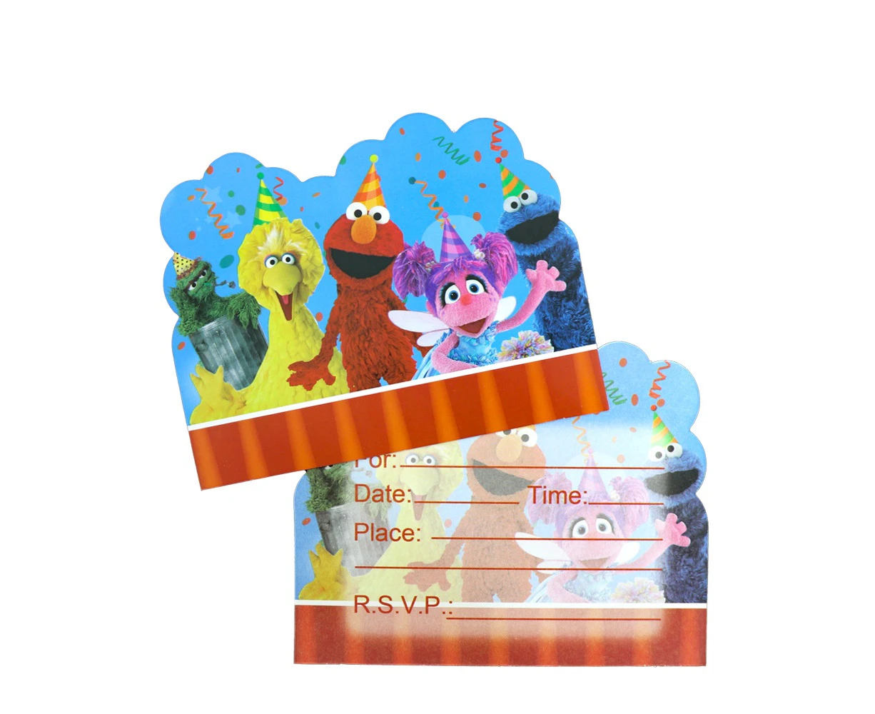 10PC Sesame Street Invitation Cards Birthday Decorations Party Supplies