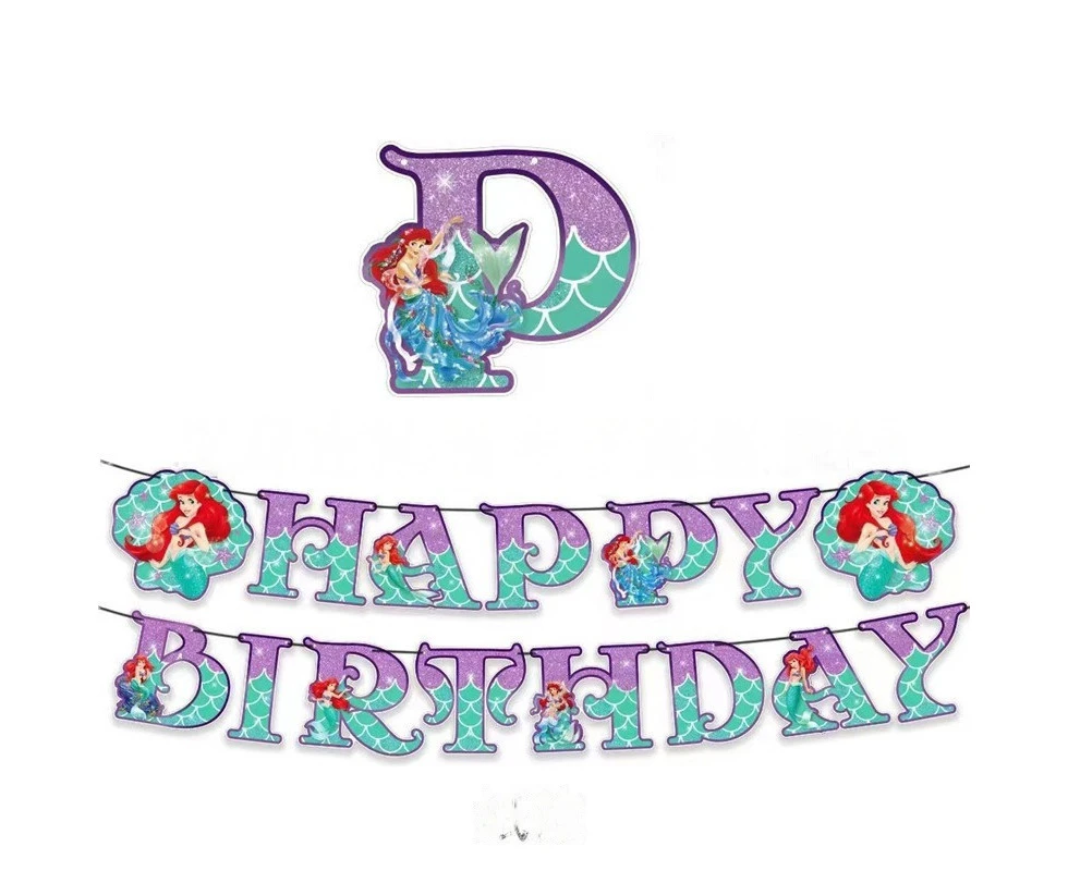 Ariel the Little Mermaid Birthday Banner Party Supplies Birthday Decoration