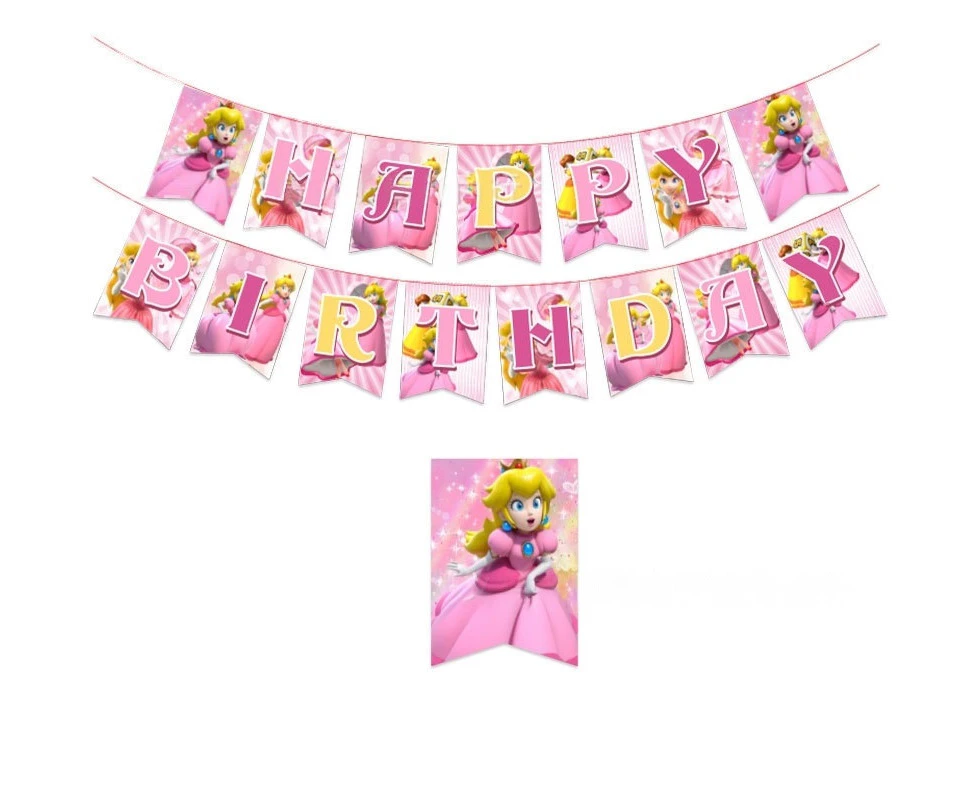 Princess Peach Birthday Banner Party Supplies Birthday Decoration