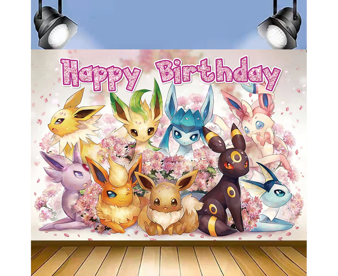 Pokemon Eevee Evolution Backdrop Party Supplies Background Banner Birthday Decorations 150x100cm