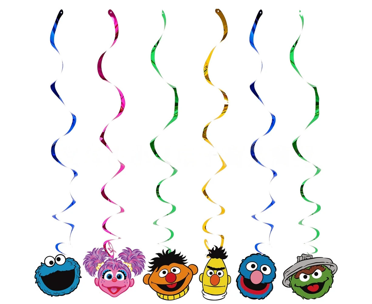 6PC Sesame Street Spiral Swirl Party Supplies Birthday Decorations