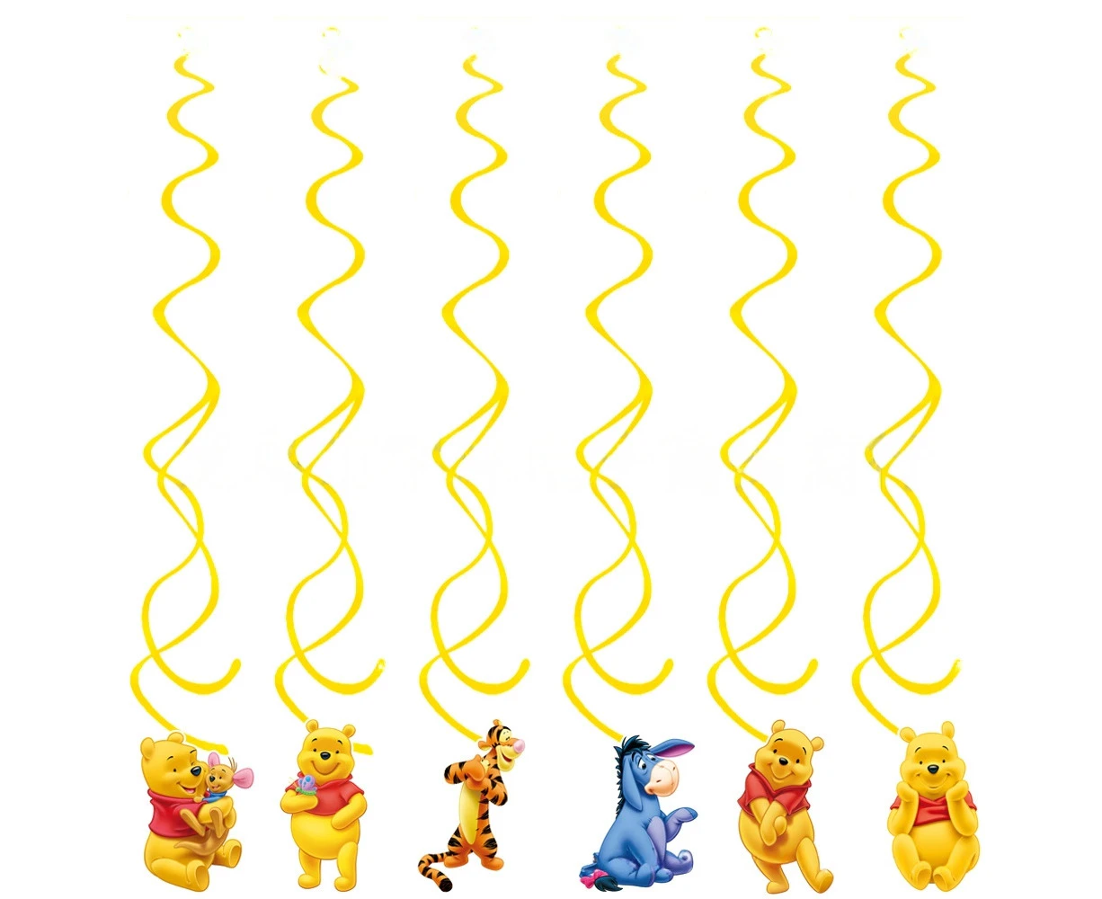 6PC Winnie the Pooh Spiral Swirl Party Supplies Birthday Decorations