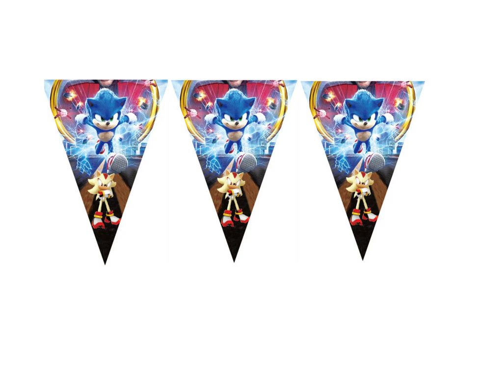 New Sonic the Hedgehog Bunting Banner Party Supplies Birthday Decoration