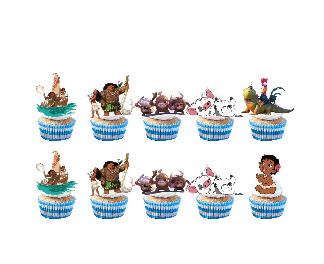 24PC Moana Cupcake Toppers Birthday Decorations Party Supplies