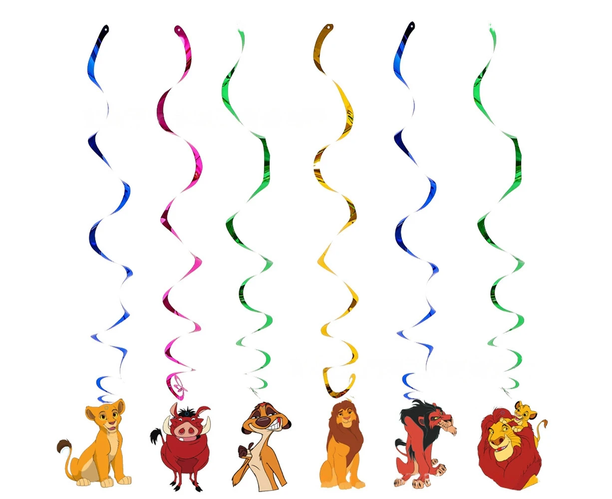 6PC Lion King Spiral Swirl Party Supplies Birthday Decorations