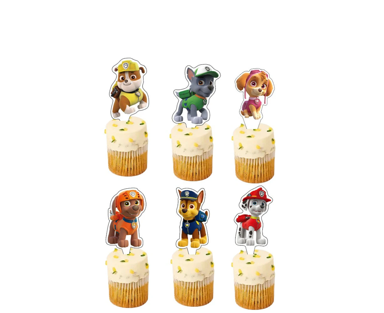 24PC Boys Paw Patrol Cupcake Toppers Birthday Decorations Party Supplies