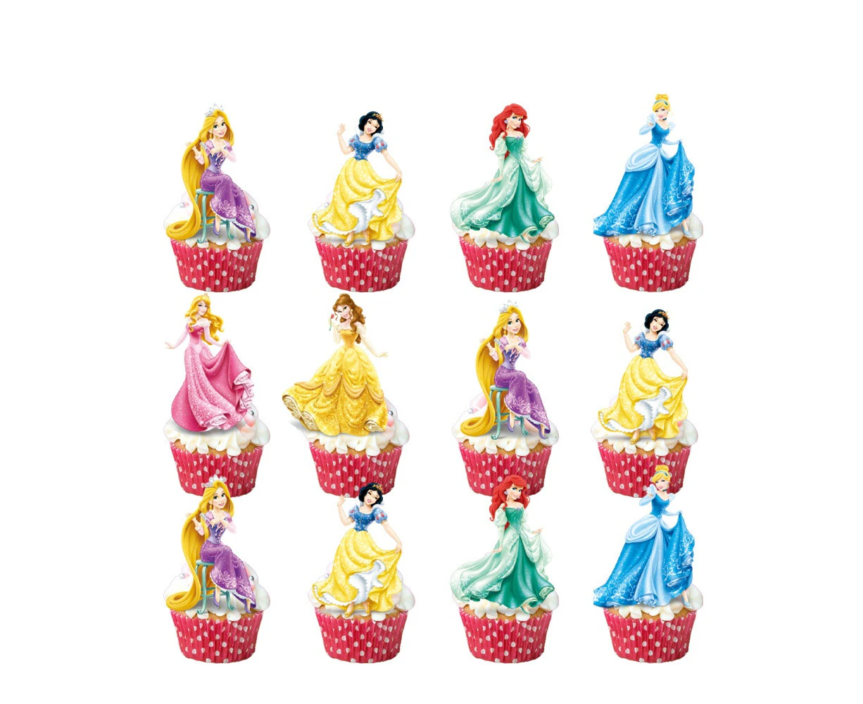 24PC Princess Cupcake Toppers Party Supplies Birthday Decorations