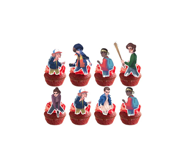 24PC Stranger Things Cupcake Toppers Birthday Decorations Party Supplies