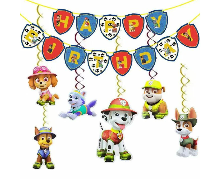 6PC Girls Paw Patrol Spiral Swirl Party Supplies Birthday Decorations