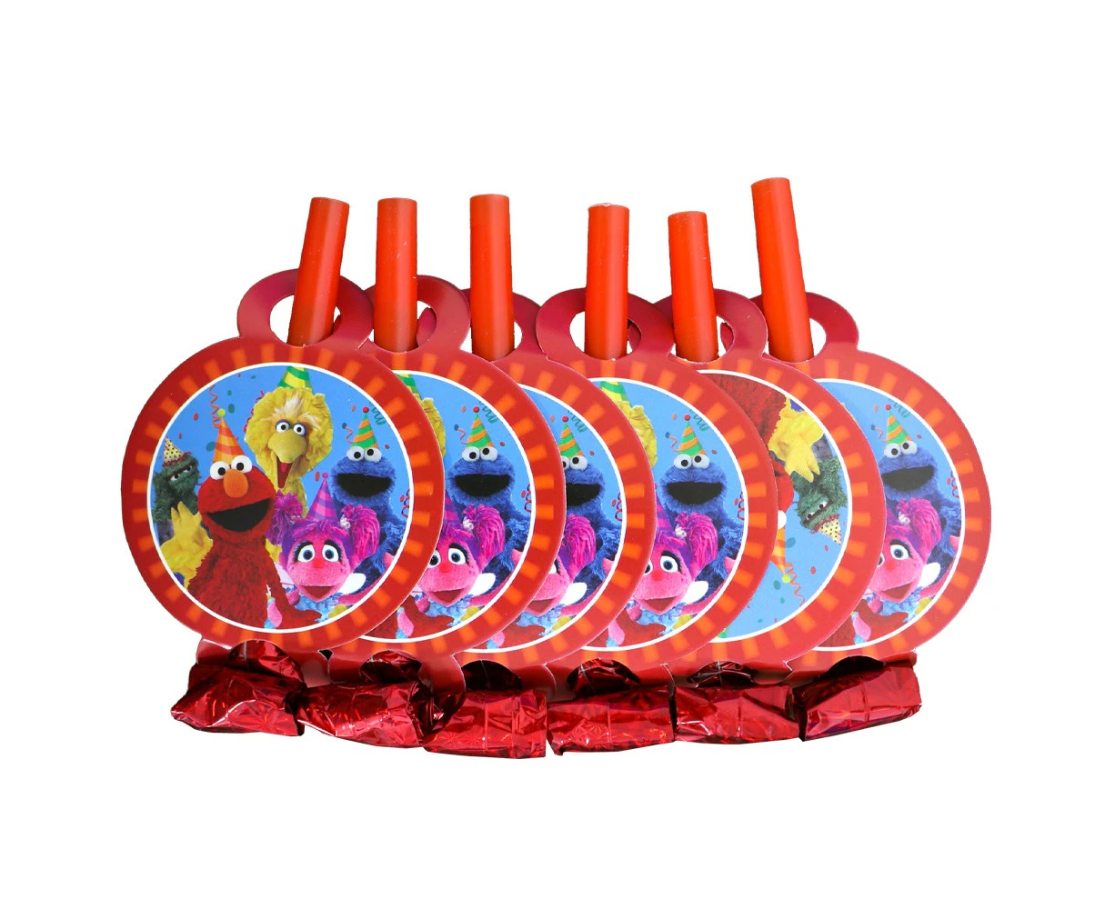 6PC Sesame Street Blowout Whistles Birthday Decorations Party Supplies