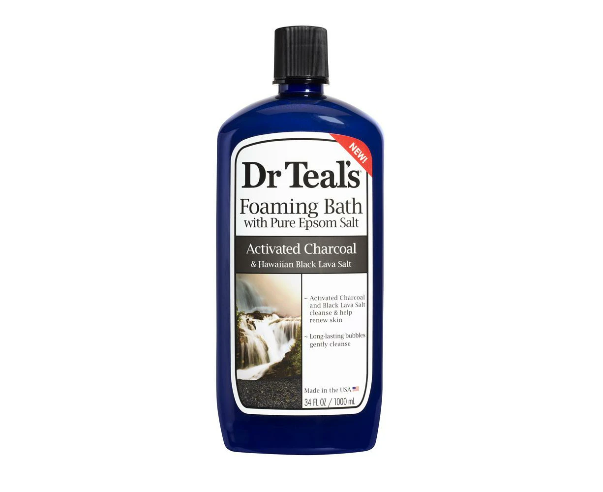 Dr Teal's Activated Charcoal & Lava Foaming Bath with Pure Epsom Salt 1L