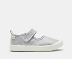 Walnut Melbourne Girls' Mary Jane Canvas Shoes - Metallic Silver