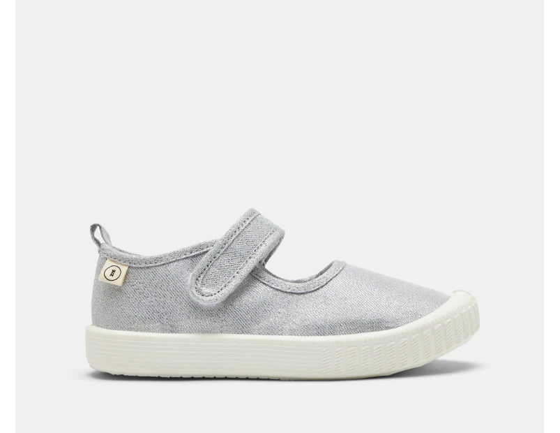 Walnut Melbourne Girls' Mary Jane Canvas Shoes - Metallic Silver