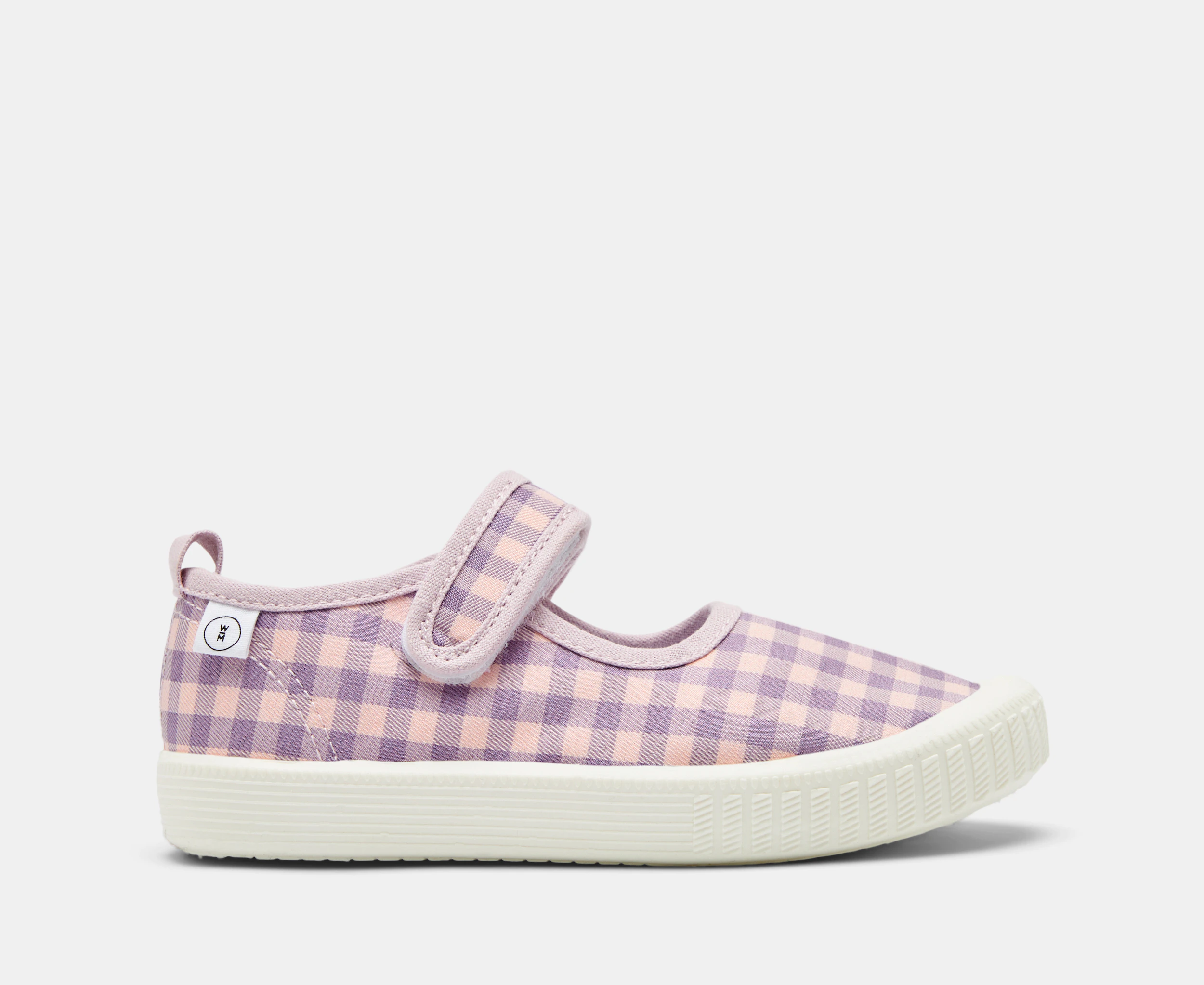 Walnut Melbourne Girls' Mary Jane Canvas Shoes - Check Lilac