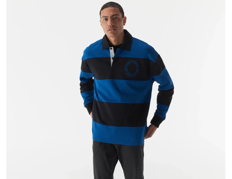 Tommy Hilfiger Men's Randall Stripe Rugby Jumper - Ultra Blue/Desert Sky