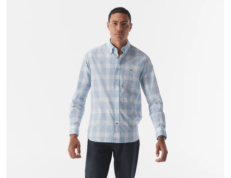 Tommy Hilfiger Men's Crinkle Checkered Shirt - Iconic Blue/Multi