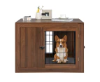 Wooden Pet Cage Dog Crate Dog House w/Cushion & 2 Doors Decorative Dog Kennel End Table