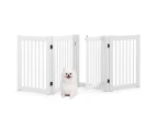 Wooden Pet Gate 4-Panel Dog Fence 207 x 77cm Foldable Pet Barrier Puppy Safety Fence w/Lockable Door White