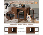 Wooden Pet Cage Dog Crate Dog House w/Cushion & 2 Doors Decorative Dog Kennel End Table