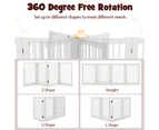 Wooden Pet Gate 4-Panel Dog Fence 207 x 77cm Foldable Pet Barrier Puppy Safety Fence w/Lockable Door White